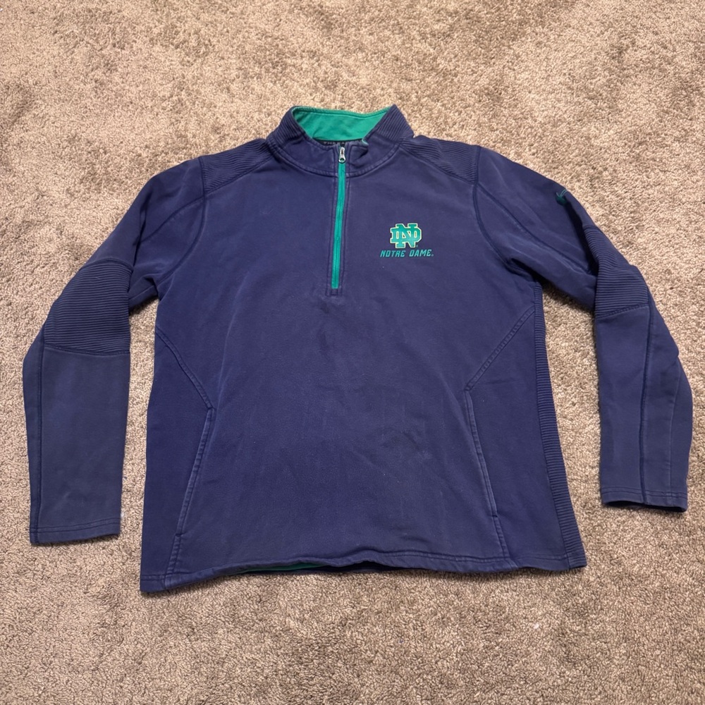 Under Armour Notre Dame Fighting Irish Sweater Mens Large Blue Loose Quarter Zip